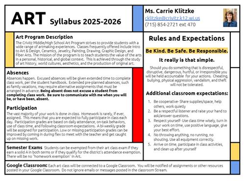 Please take a look at my syllabus for important information regarding classroom rules and expectations